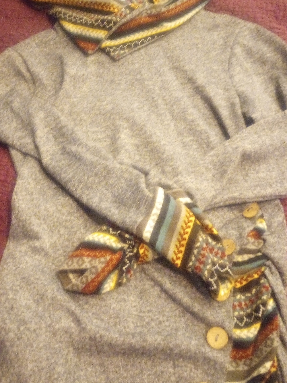 Wild Fable Women's Gray Hoodie with Patterned Trim-XS